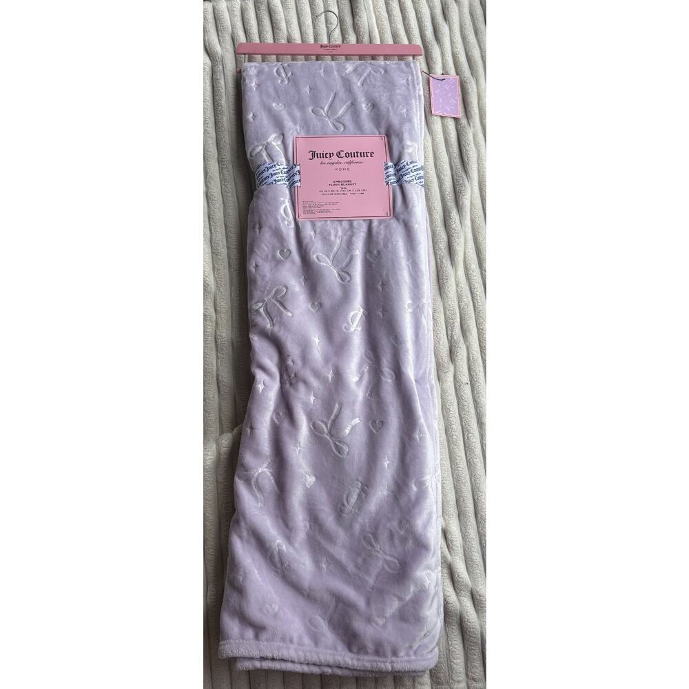 Juicy Couture Bow Purple Twin - 60" x 90" Plush Throw Blanket Limited Edition
